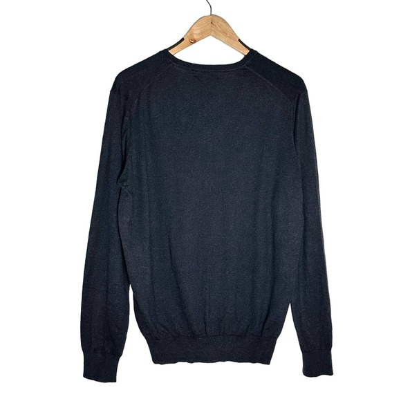 Massimo Dutti | Men | Black Cotton Cashmere Blend V-Neck Sweater | Large - Picture 2 of 9